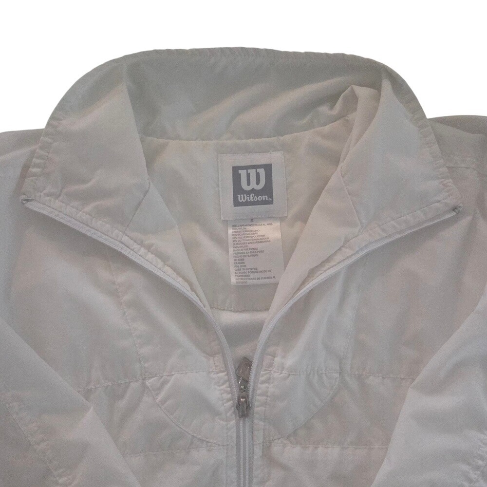 Wilson Mens Vintage Windbreaker Jacket White Full Zip Small Retro Athletic‎